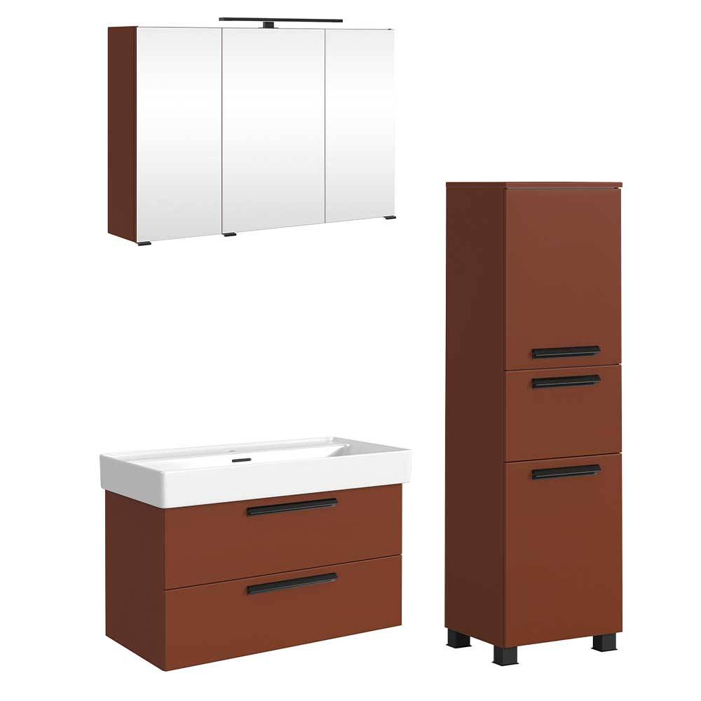 Waschplatz und Midischrank in Dunkelrot - Exeler (dreiteilig)