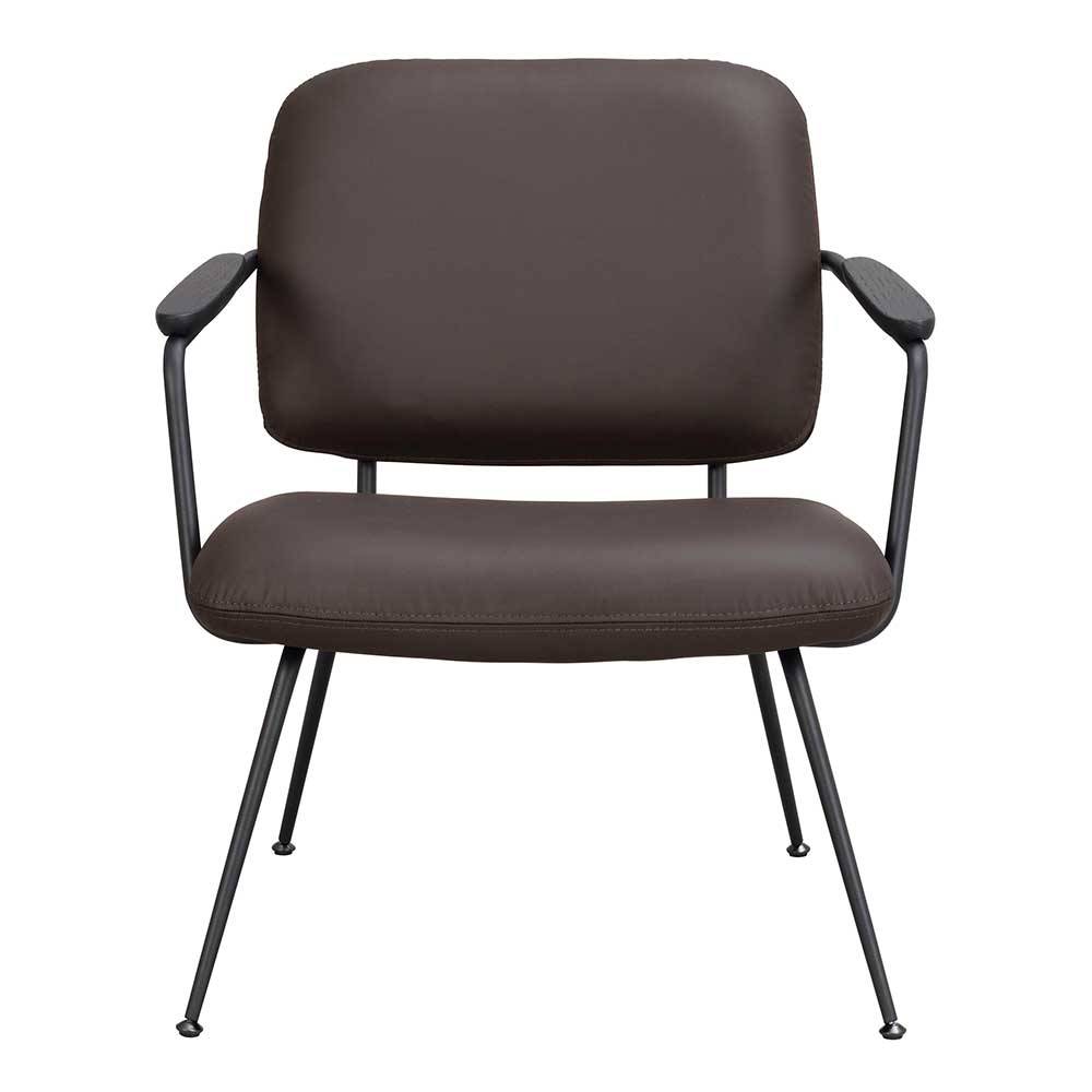 Retro Stuhl Sessel aus Leder in Braun - Opry