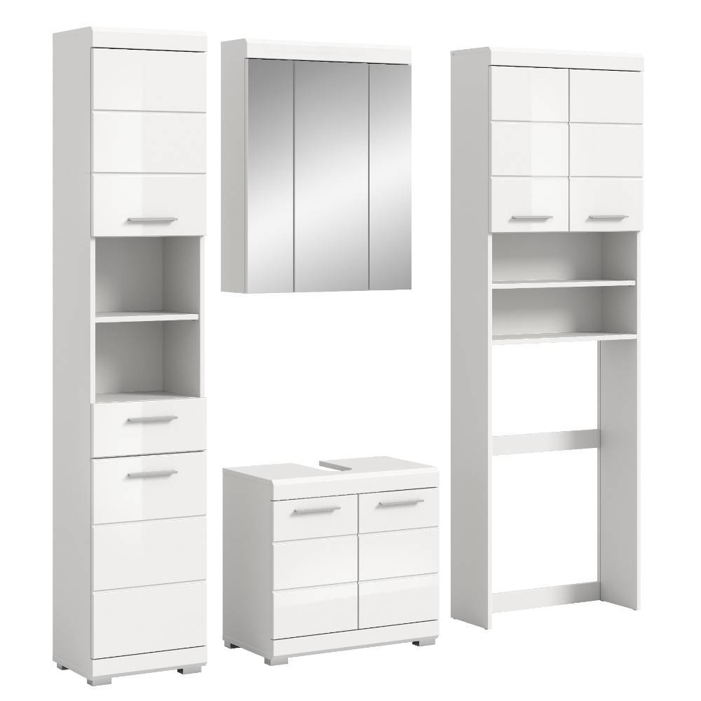 Badmöbel und Waschmaschinenüberbau Set - Henriette (vierteilig)