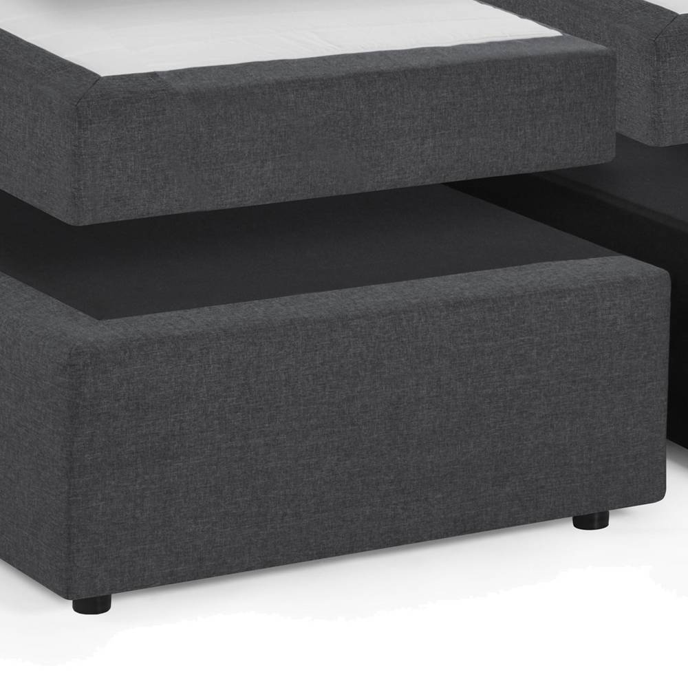 Boxspringbett in Dunkelgrau Webstoff - Cempino