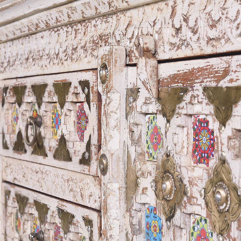 Shabby Chic Sideboard in Antikweiß - Mirell