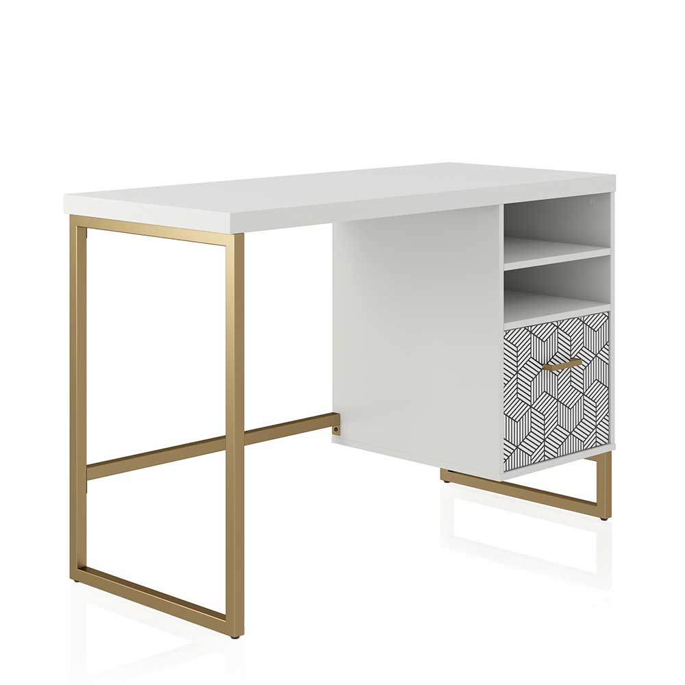 Design Schreibtisch in Weiß und Gold - Larvito