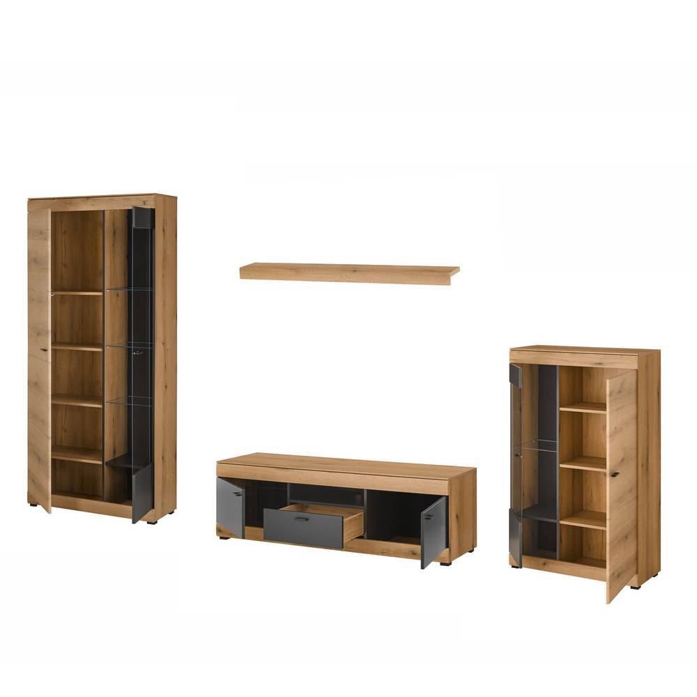 Wohnzimmer TV-Anbauwand in Eiche Dekor - Addara (vierteilig)