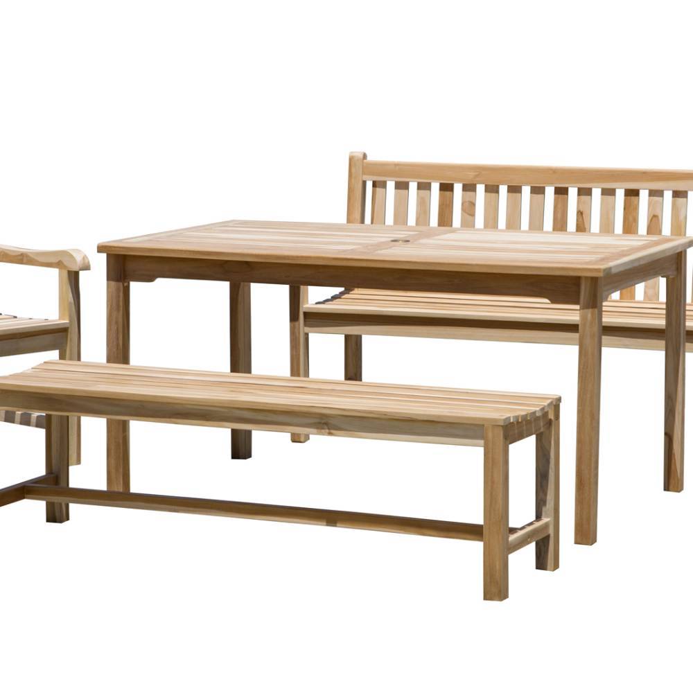 Teakholz Gartentisch-Gruppe massiv - Crajeva (fünfteilig)