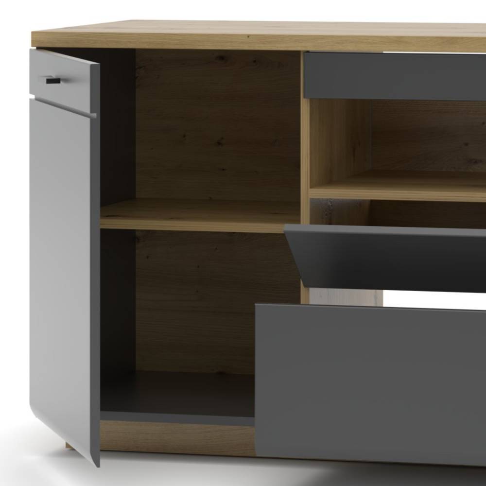 TV Sideboard in mattem Dunkelgrau - Azar