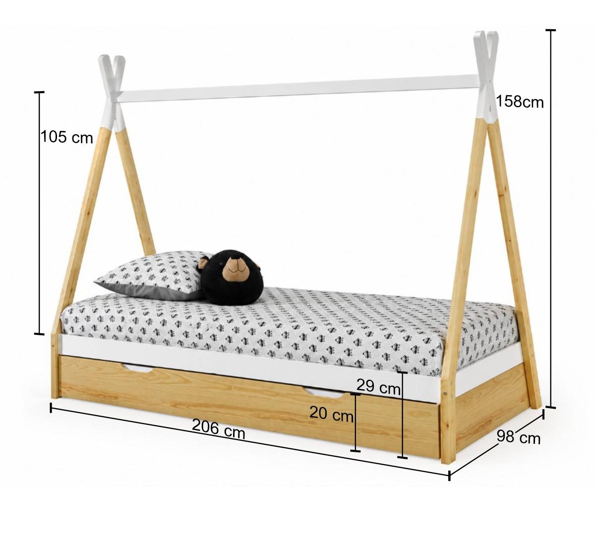 Zeltbett mit Schublade für Kinder - Shower