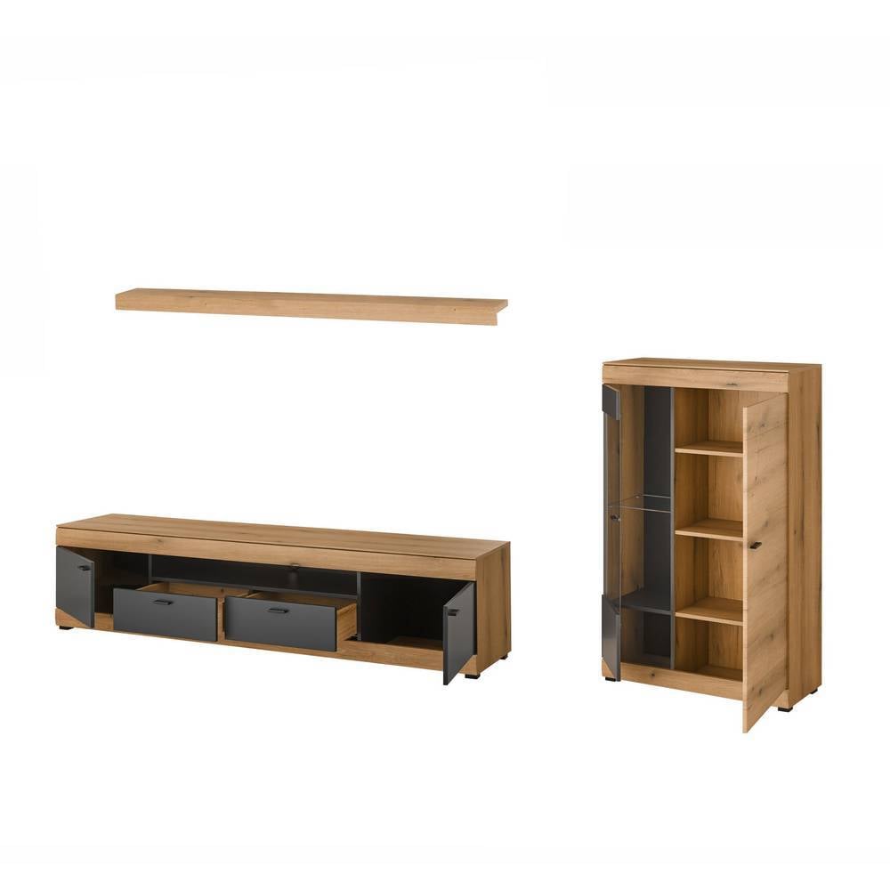 Wohnzimmer Anbauwand in Eiche Optik - Addara (dreiteilig)