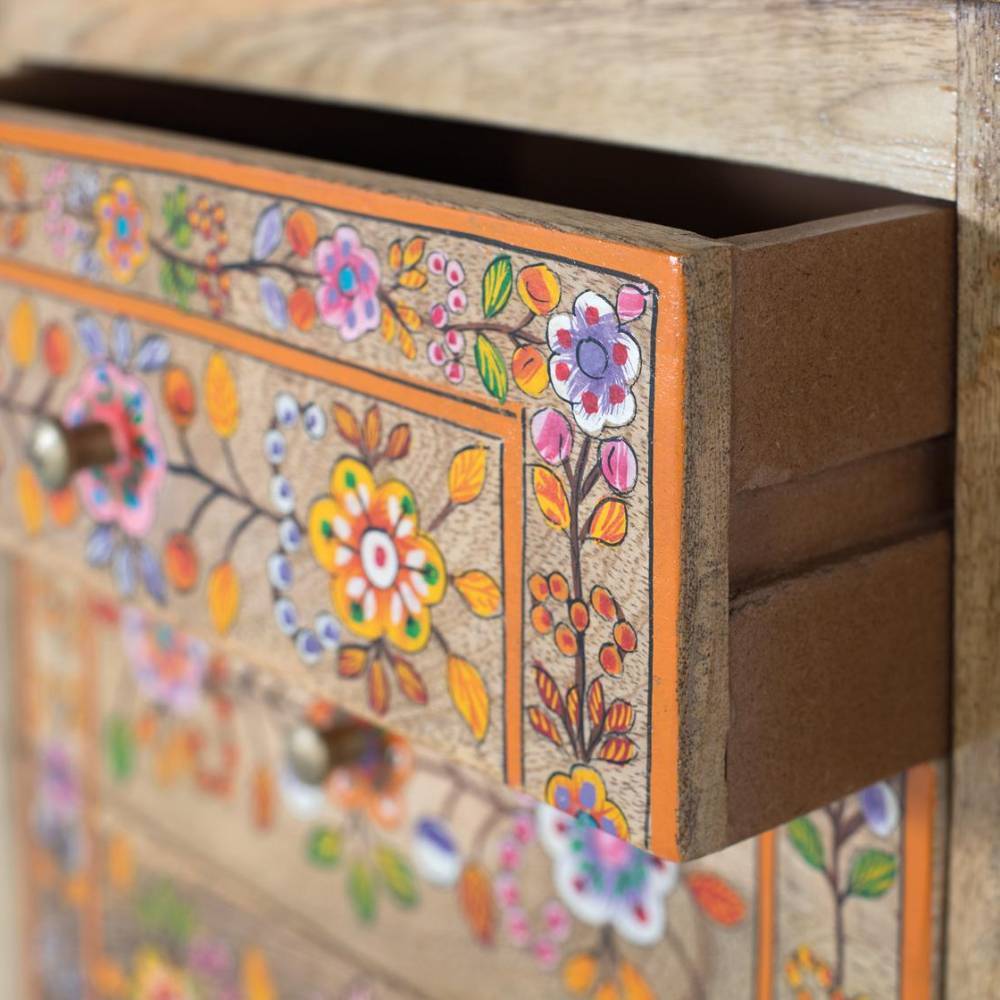 Holz Kommode mit Blumen Motiven - Etura
