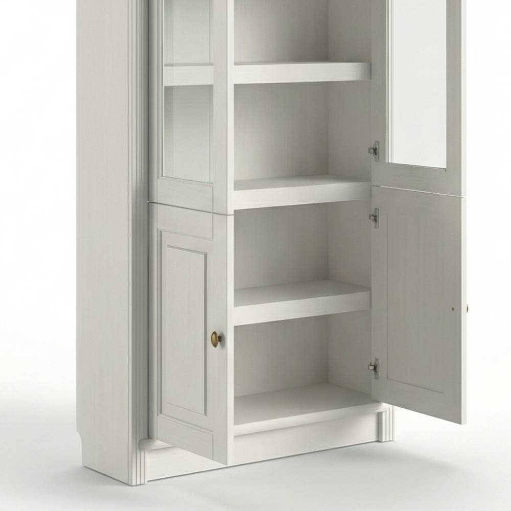 Bücherschrank-Vitrine in Cremeweiß - Timos