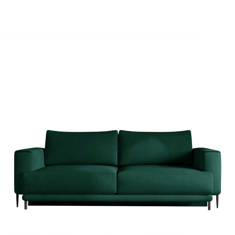 Velours-Couch in Dunkelgrün mit Bettfunktion - Shipper