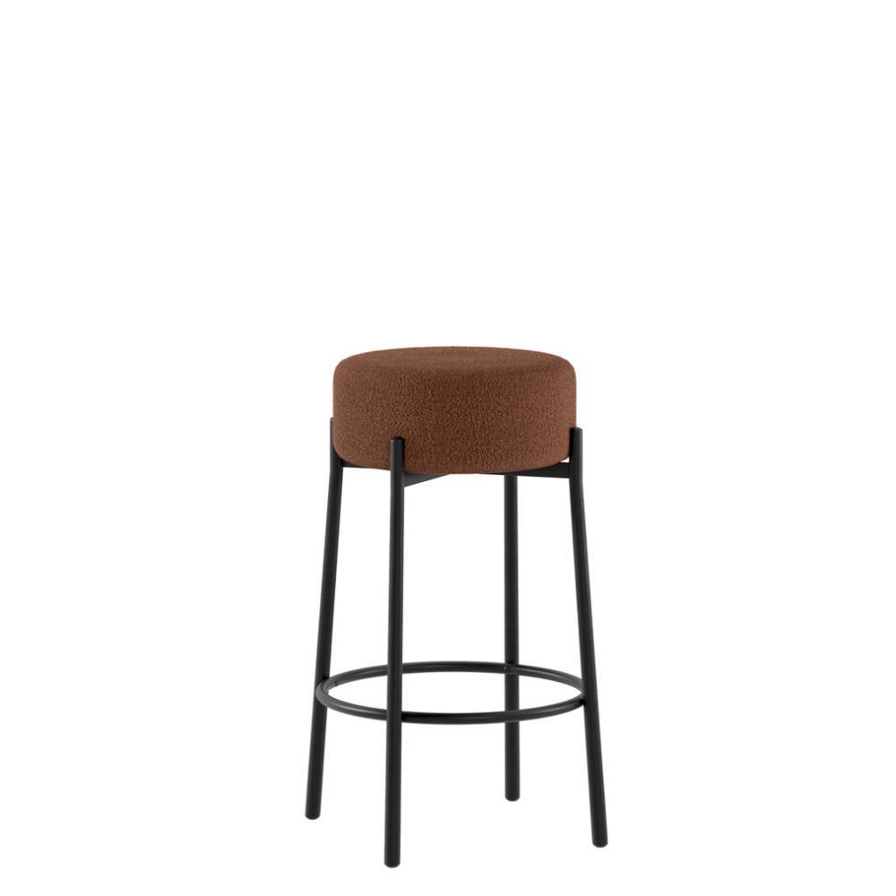 Runder Barhocker in Rostbraun Boucle - Porto (2er Set)