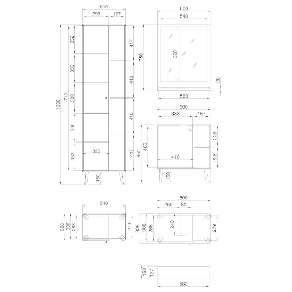 Badmöbel-Kombi in modernem Design - Niniana (dreiteilig)