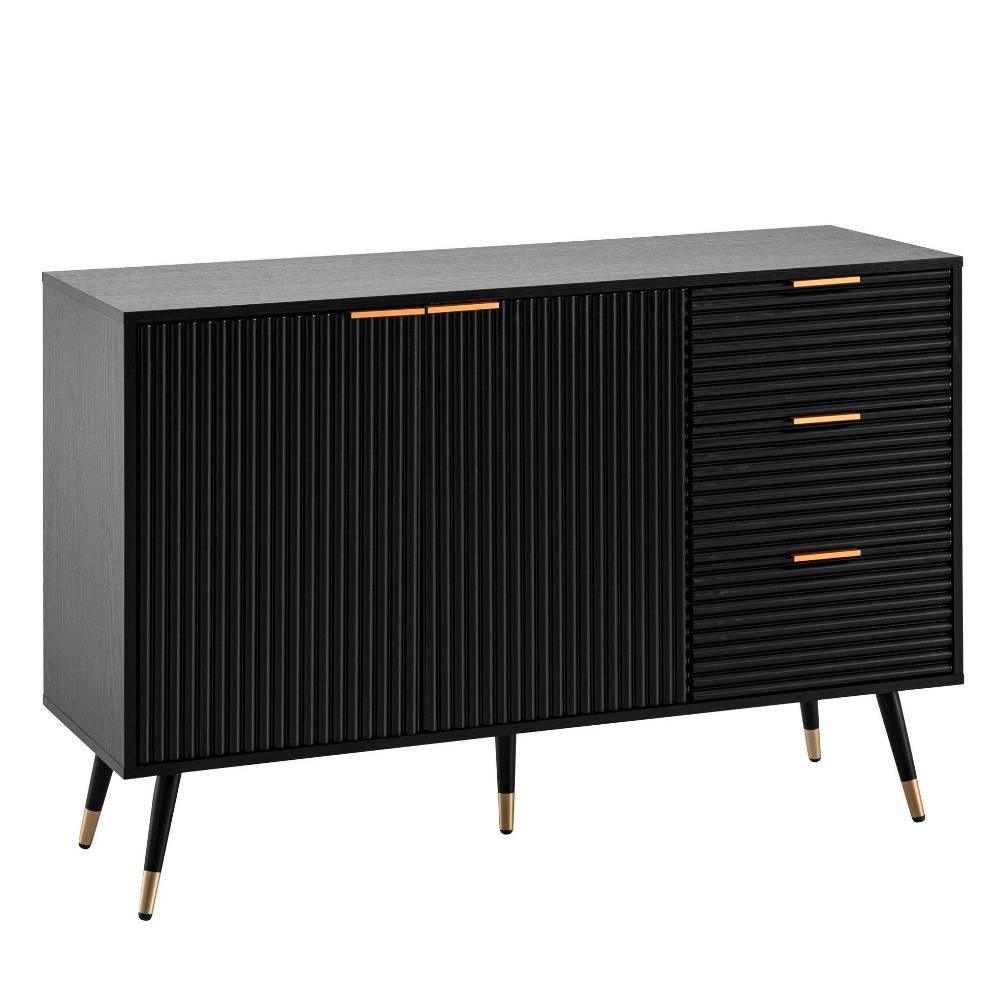 Kombi-Kommode in Schwarz mit Gold - Vacca