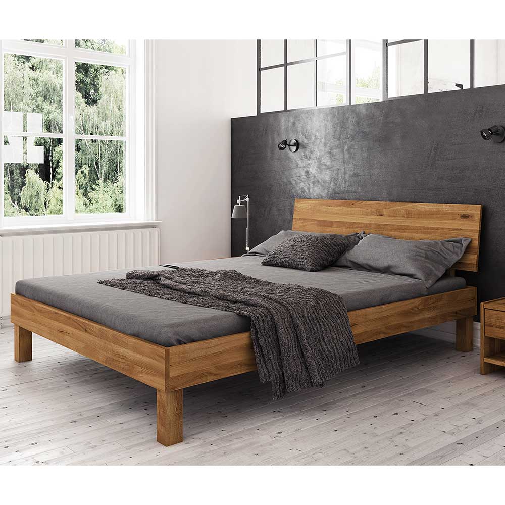 210cm überlanges Bett aus Wildeiche Natur - Olbysca