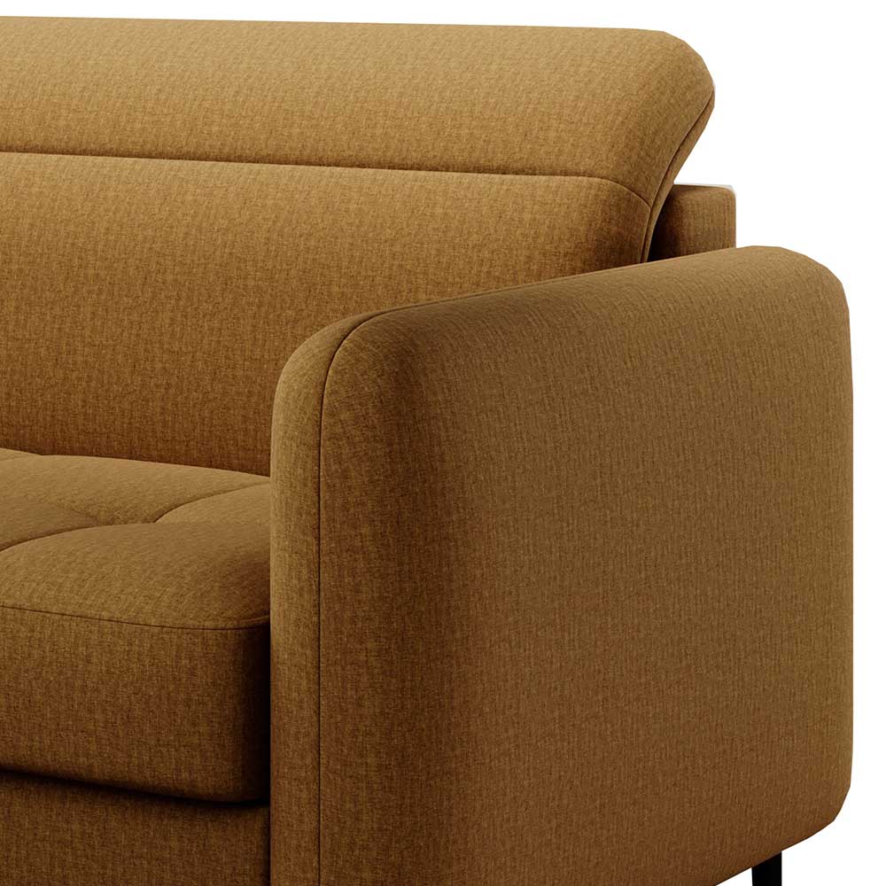 Ecksofa mit Bettfunktion in Senfgelb Stoff - Saye