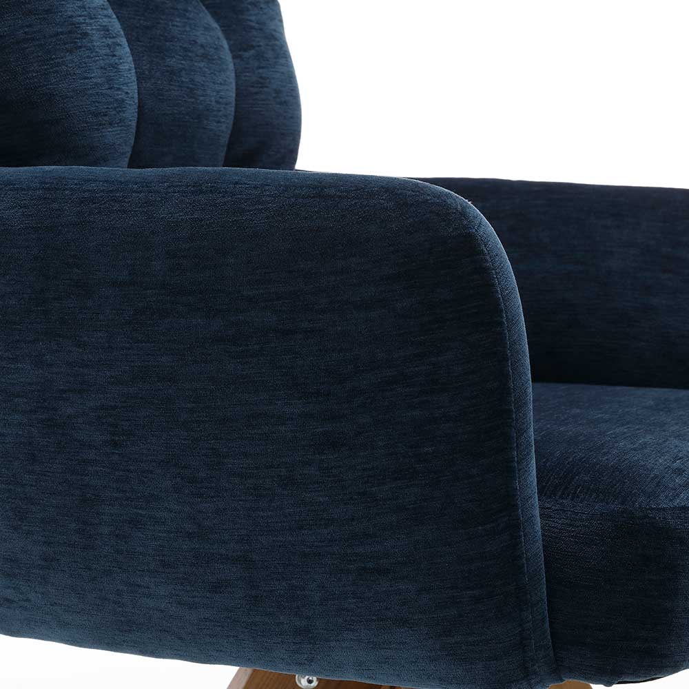 Armlehnen-Polsterstuhl in Blau Chenille - Bahma (2er Set)