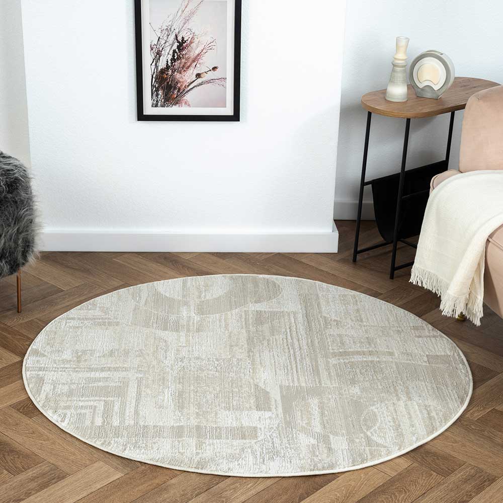 120 cm runder Teppich gemustert - Anika