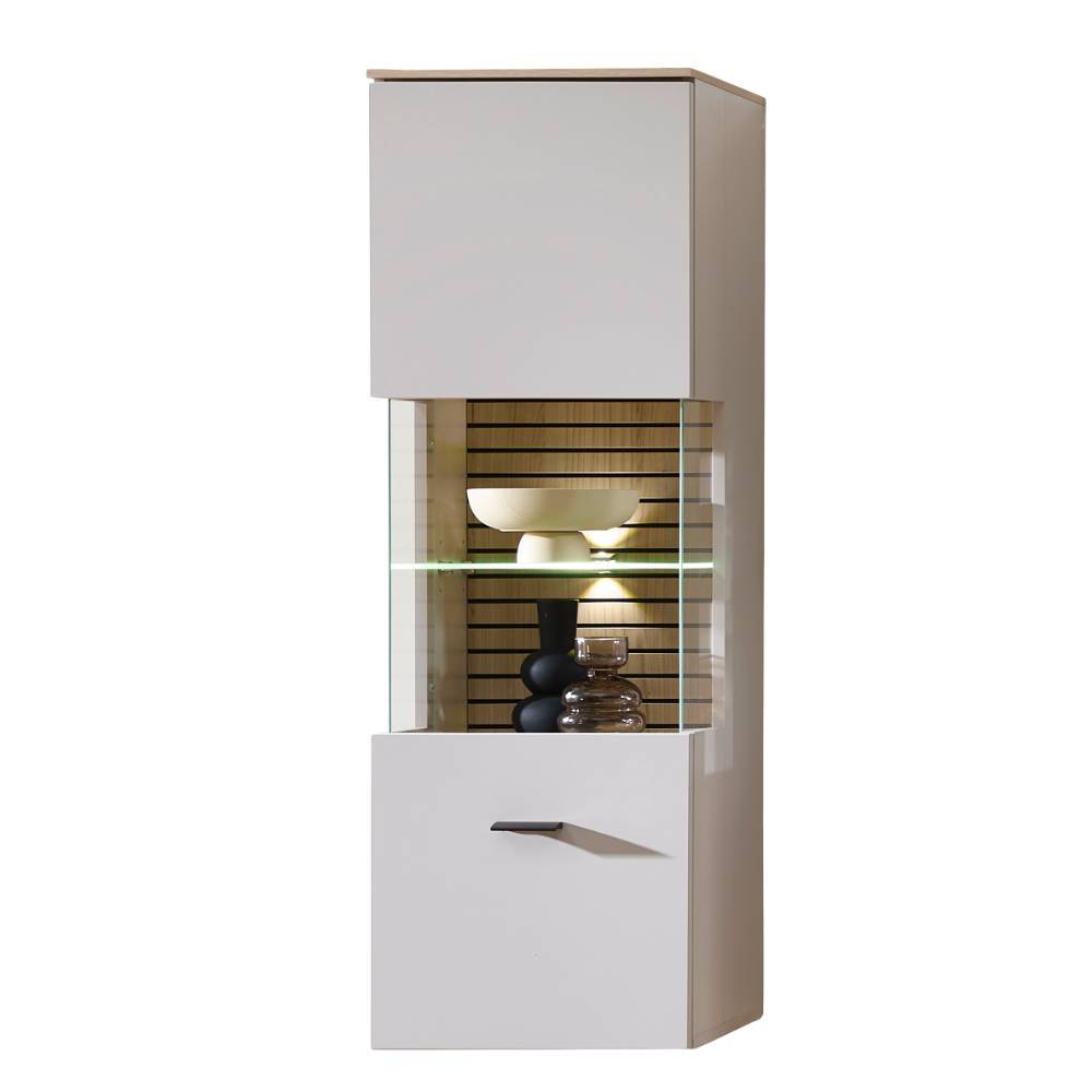 Hängevitrine in Hellgrau und Eiche Hell - Rovigo