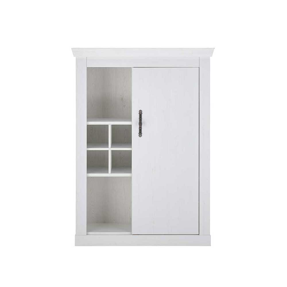 TV Anbauwand Set in weißer Holzoptik Pinie - Liancos (vierteilig)