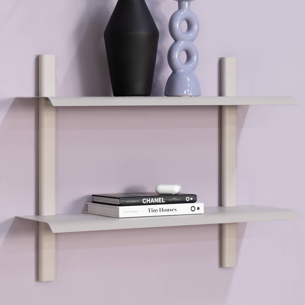 Stahl Wandregal in Taupe - Idemakus
