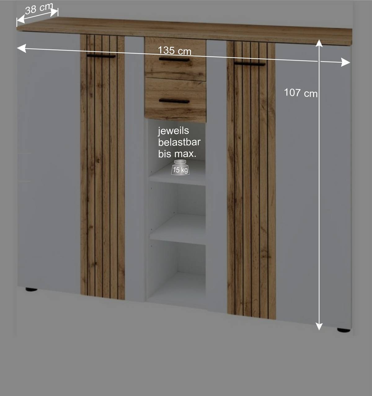 Flur Highboard mit 135 cm Breite - Lavine