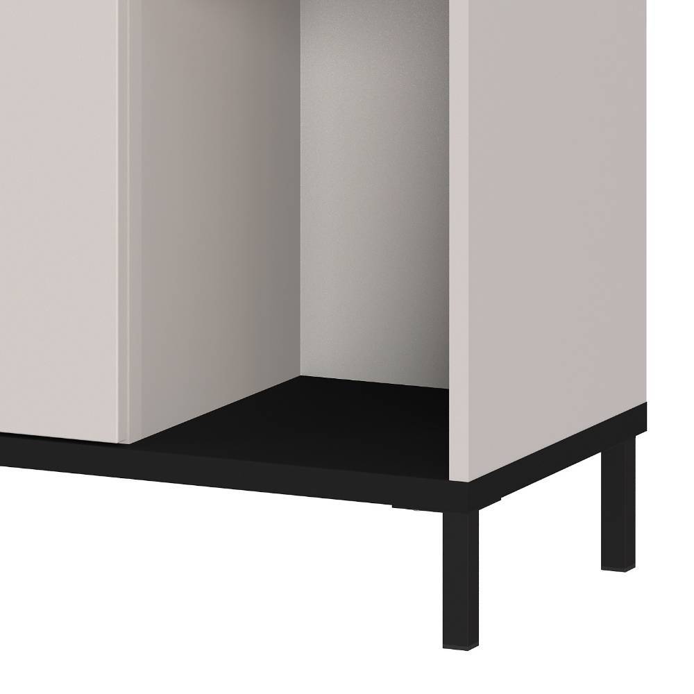 Office Highboard in Hellgrau mit Schwarz - Gidius