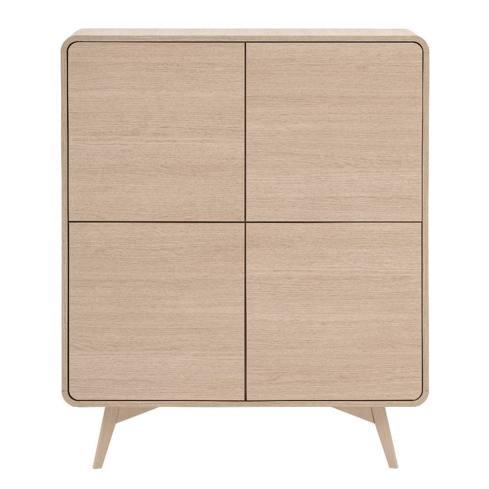 4-türiges Highboard in heller Eiche Holzoptik mit abgerundeten Kanten – Embrus