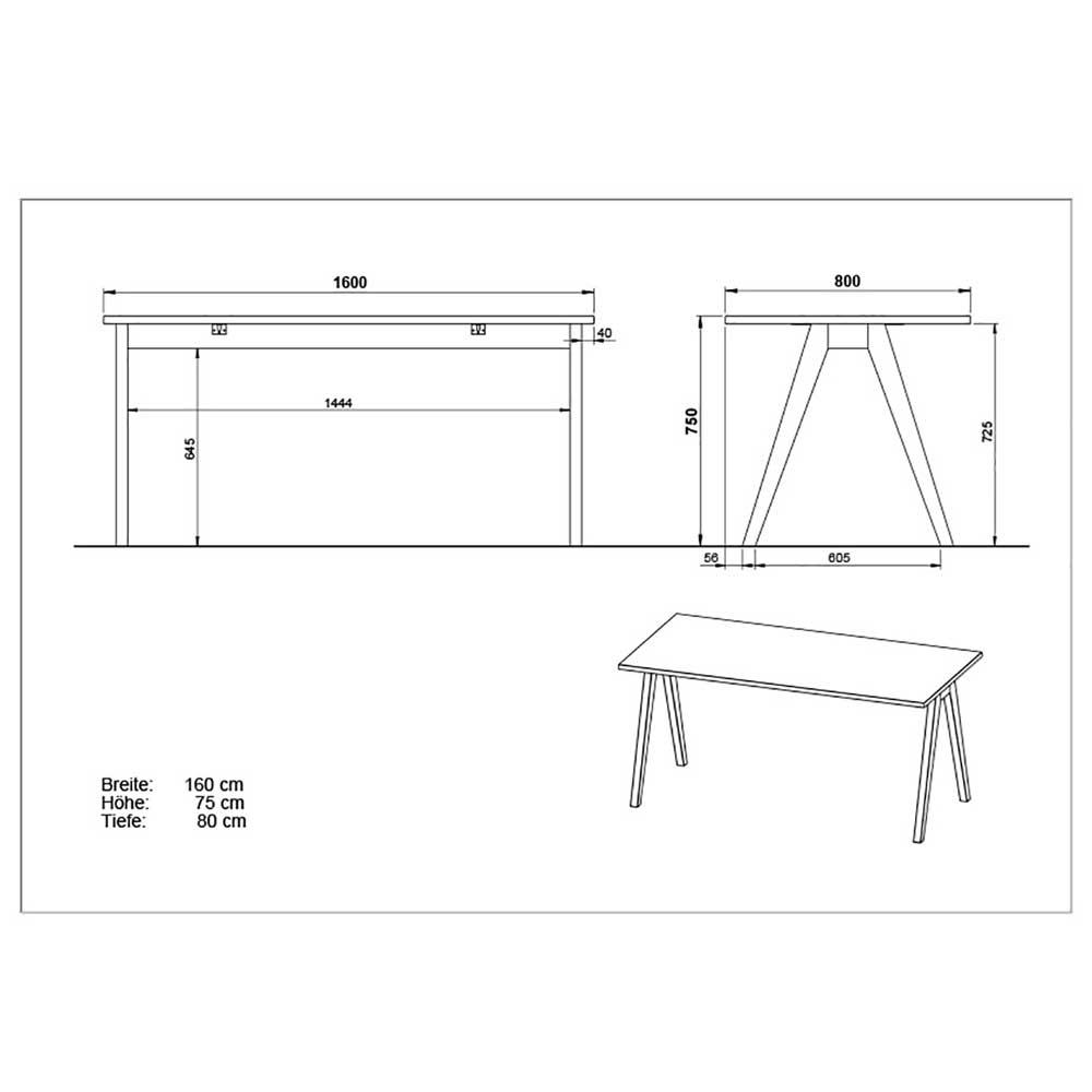 160x80 Schreibtisch im Skandinavischen Stil - Pronada