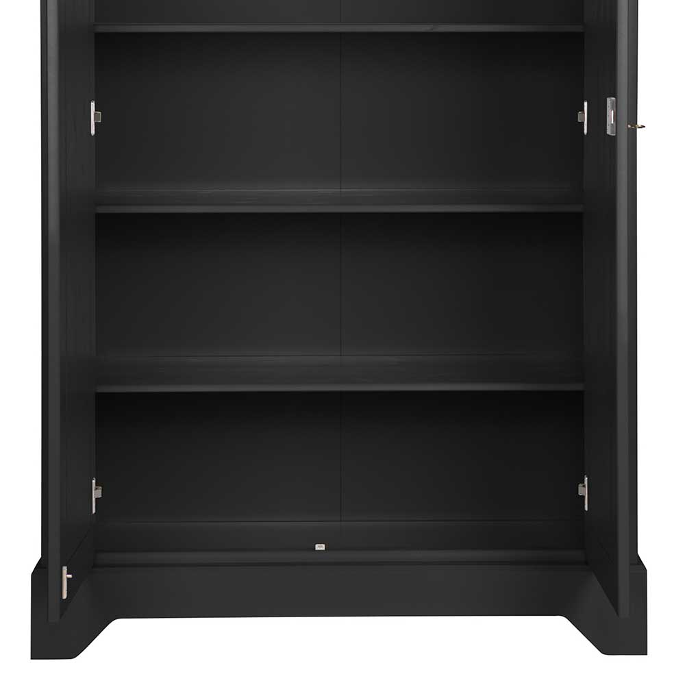 Kiefernholz Kleiderschrank in Schwarz - Zaotrado