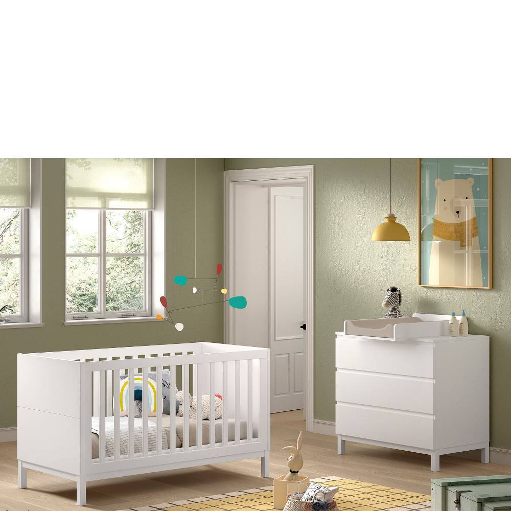 70x140 Gitterbett und Wickelkommode Set - Crocinol (zweiteilig)
