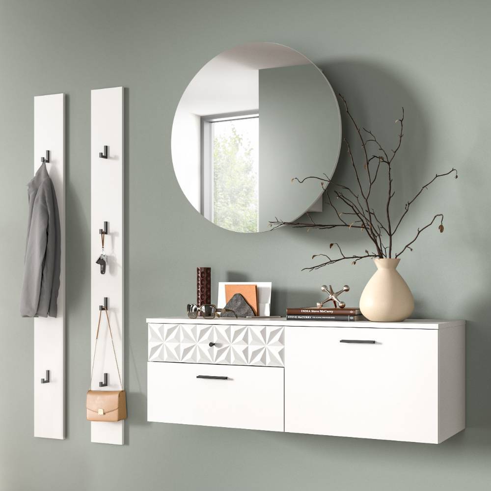 Design-Flurmöbel Kombination in Weiß - Ustabo (vierteilig)