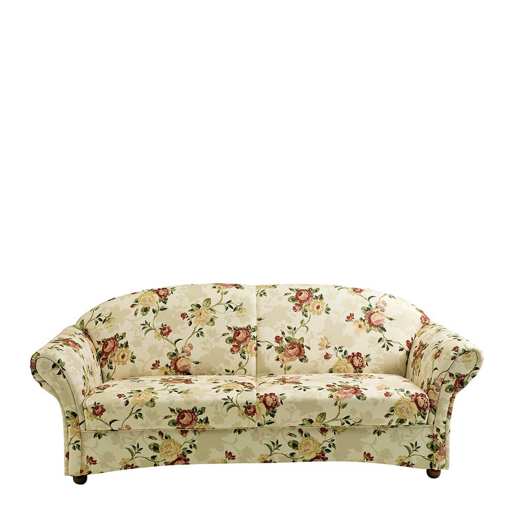 Dreisitzer Couch mit Rosen Stoffbezug - Bracas