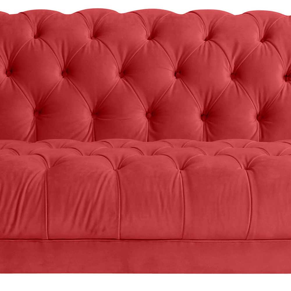 Zweisitzer Couch aus Samtvelours in Rot - Rosanna