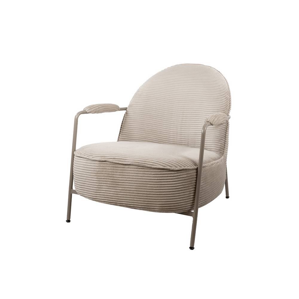 Retro Style Sessel aus Cord in Beige - Palace