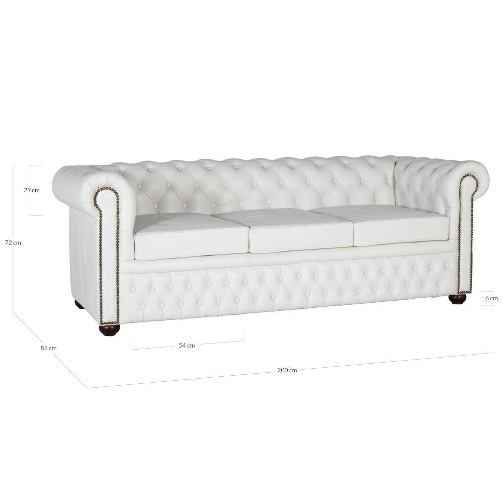 Chesterfield Ledersofa in Weiß - Pavias