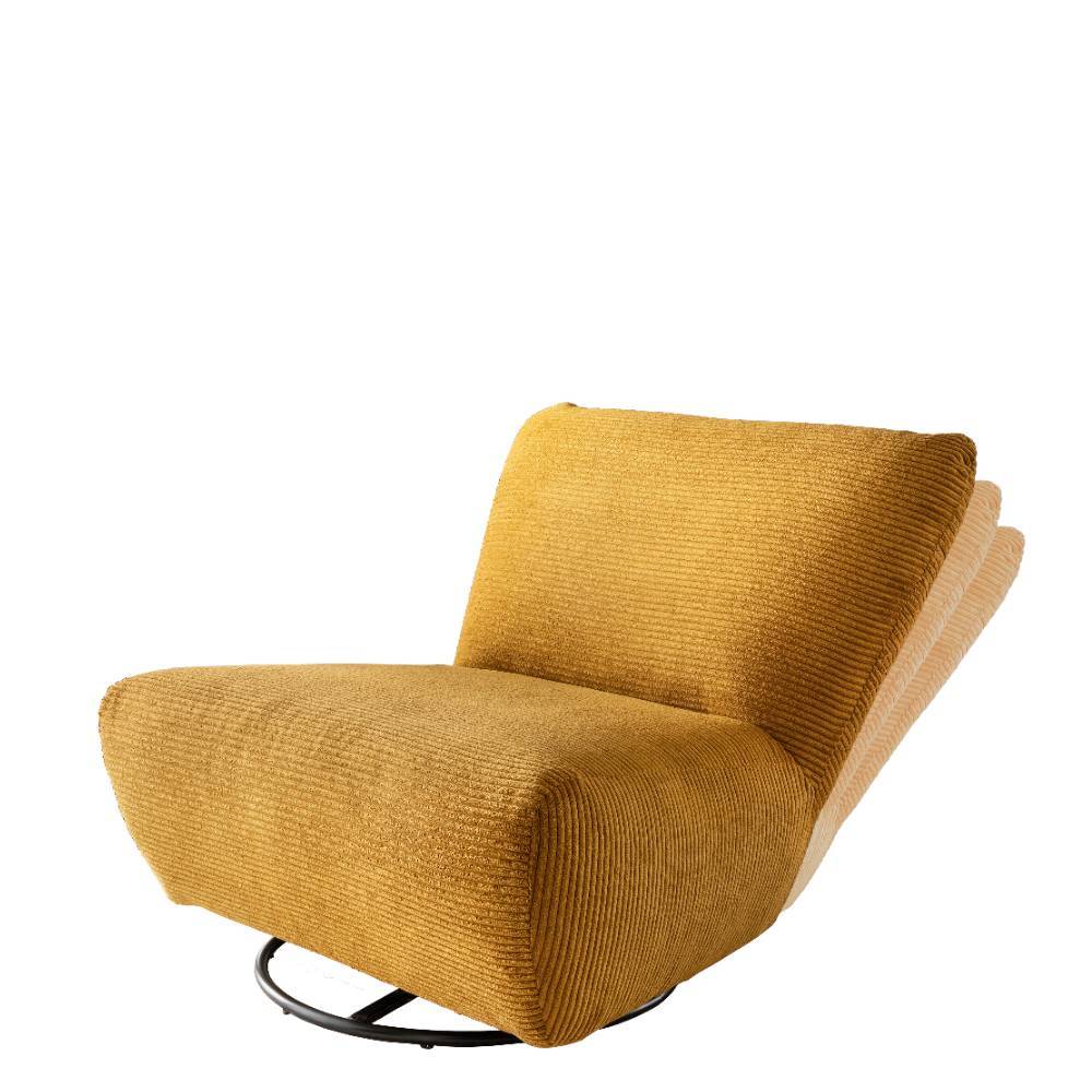 Gelber Cordsessel mit Relaxfunktion ohne Armlehnen, bequemer Cordbezug für Leseecke – Bostan