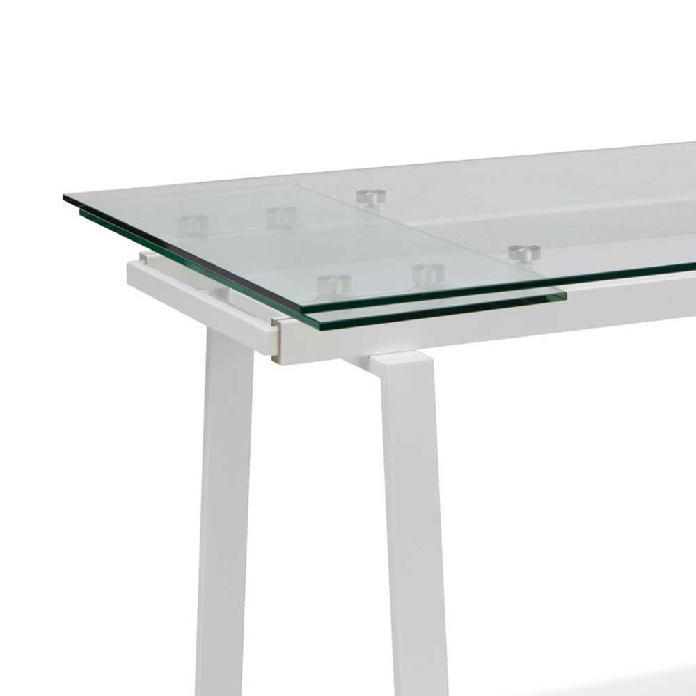 Toller Glastisch für Esszimmer Albertin mit weißem Metall
