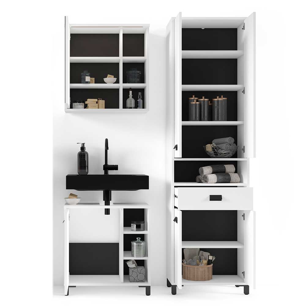 Badezimmer-Möbelset in Weiß Schwarz - Envaton (dreiteilig)