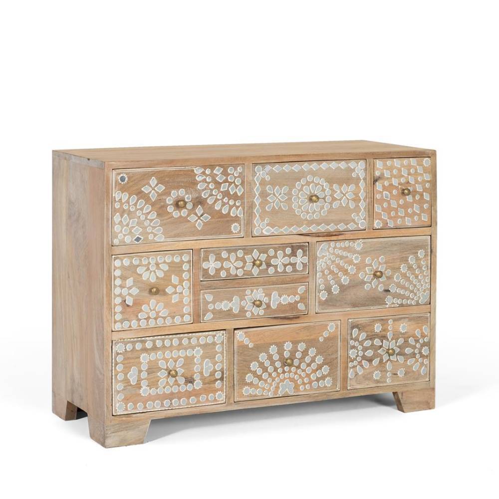 Holz Kommode mit weißen Motiven - Flyrelia