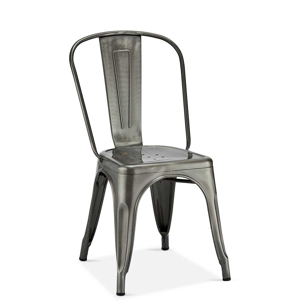 Esstisch Designstühle in Grau lackiert - Raipur (4er Set)