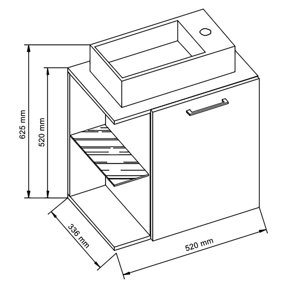 Weiße Waschtischkonsole mit zwei Fächern & Tür - Ziovarica