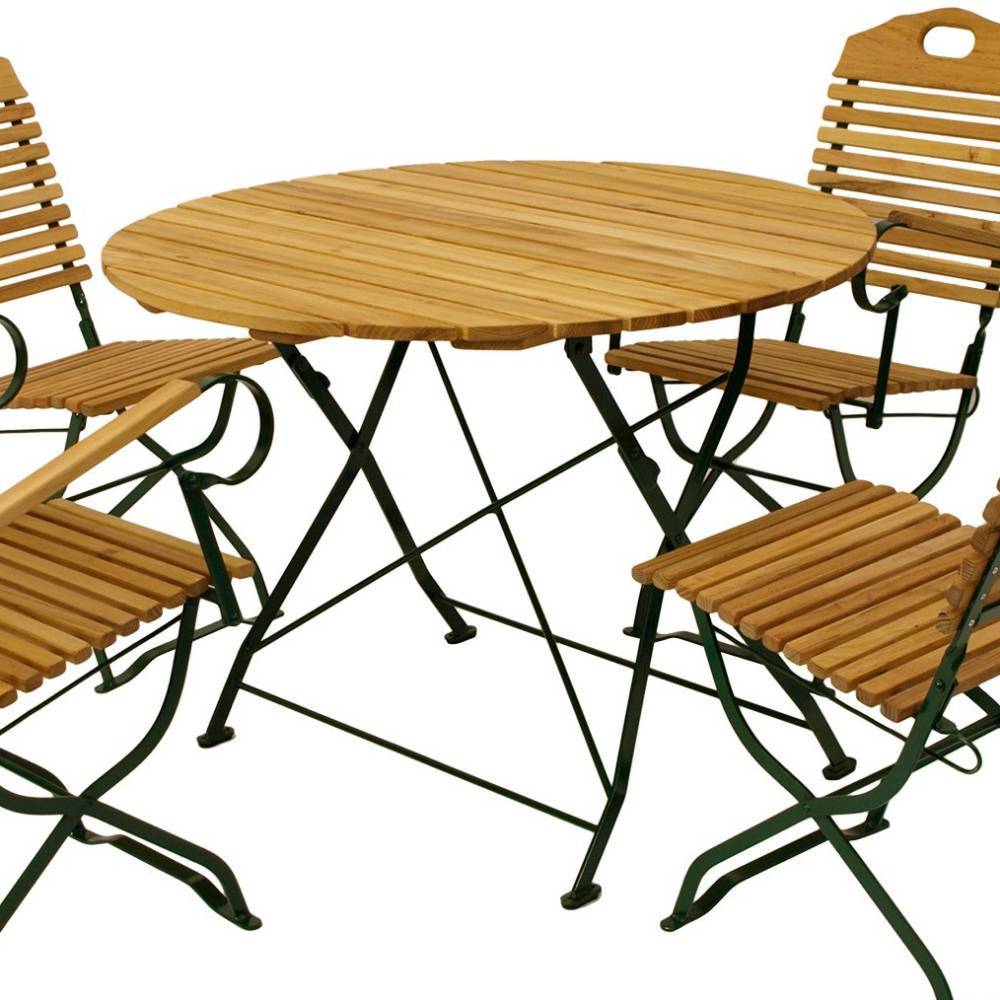 Runde Biergarten-Gruppe aus Robinie Massivholz - Bostaoro (fünfteilig)