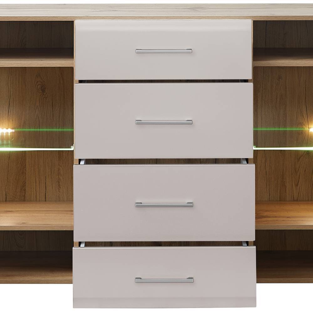 Sideboard Vitrine in Mattgrau - Gemta