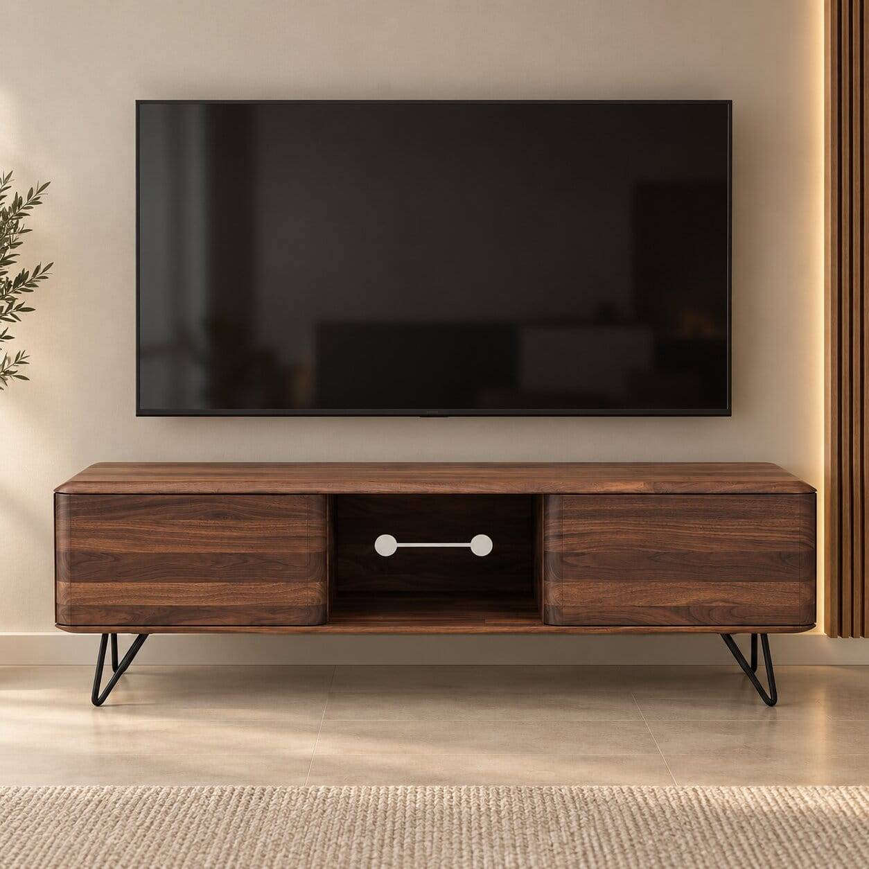 160x45x40 Retro TV Board aus Nussbaum massiv - Rivossa