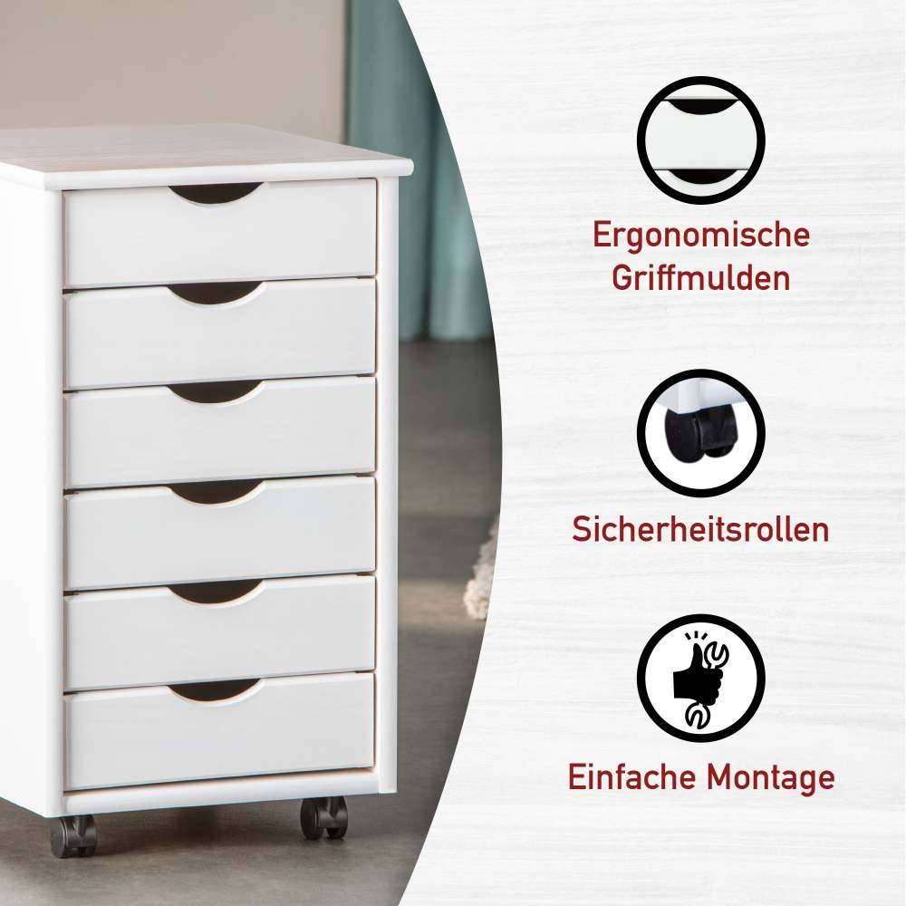 Schubladencontainer Bluena in Weiß