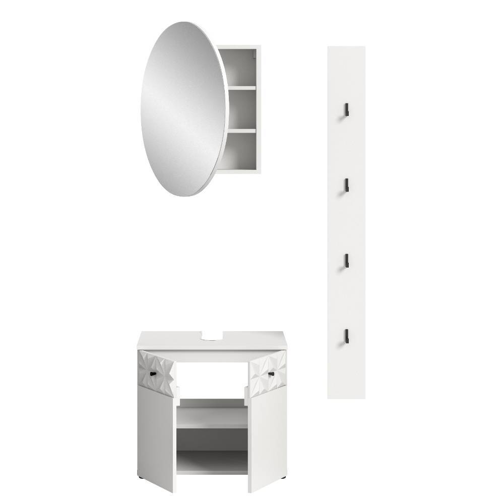 Badschränke und Hakenleiste Set - Ustabo (dreiteilig)