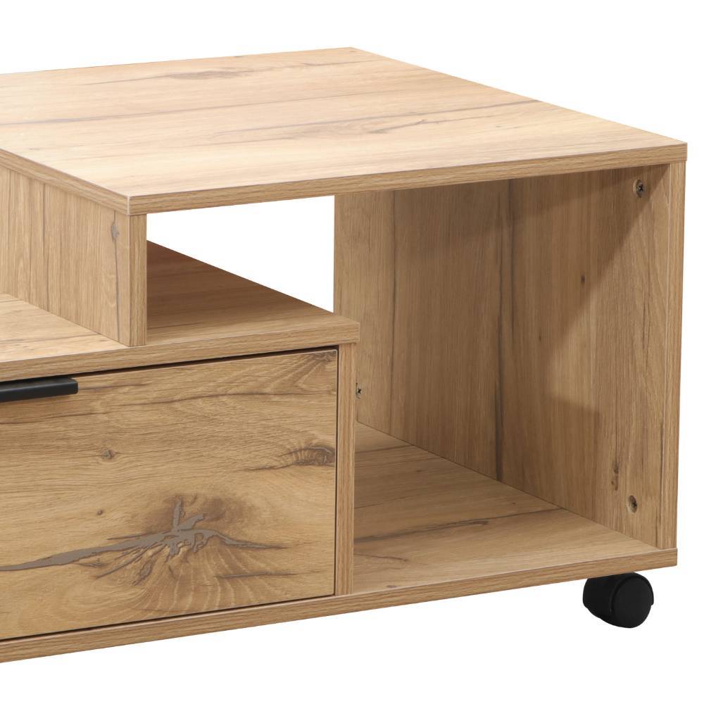 Stauraum-Couchtisch in Eiche Natur Holzdekor - Calama