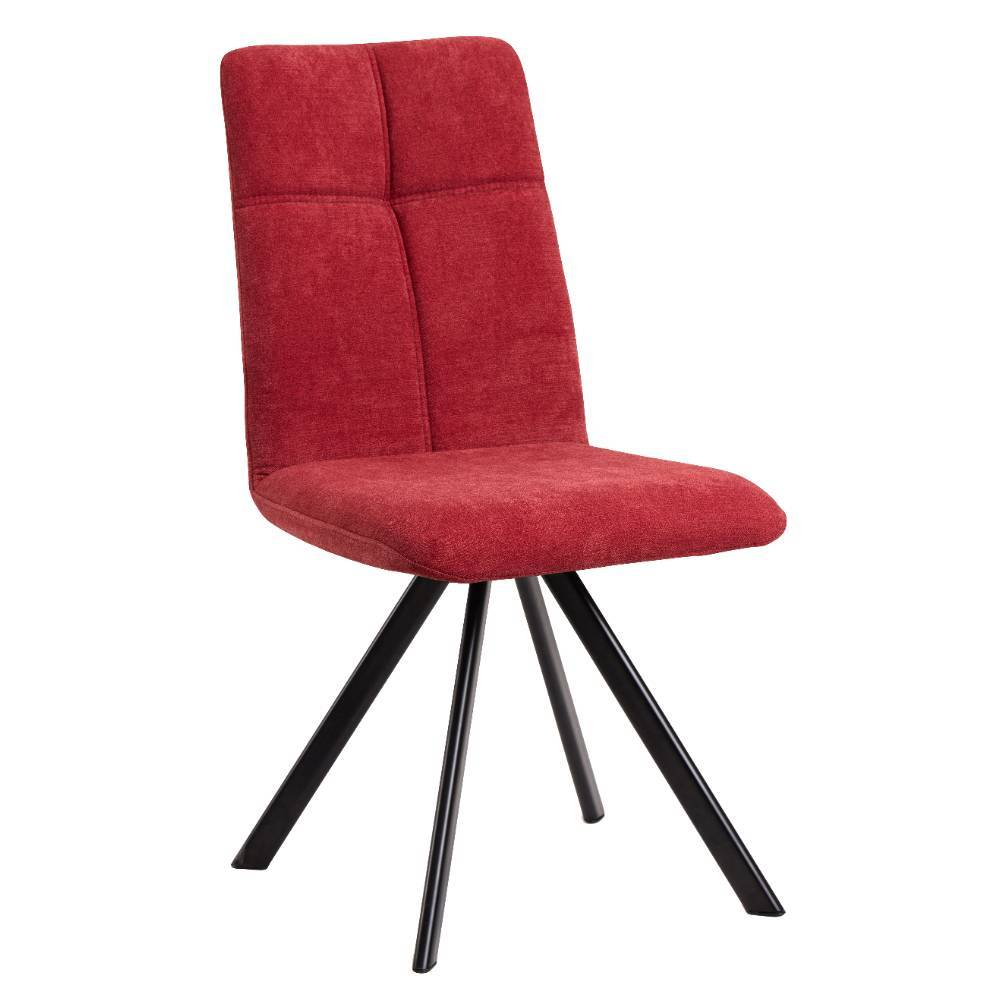 Esszimmerstühle in Rot Flockstoff - Annipurk (2er Set)