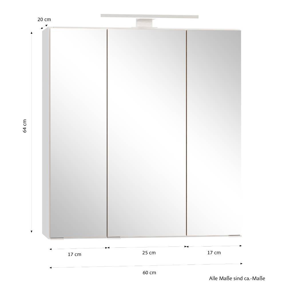 60cm Badezimmer-Spiegelschrank in Mattweiß - Yvonja