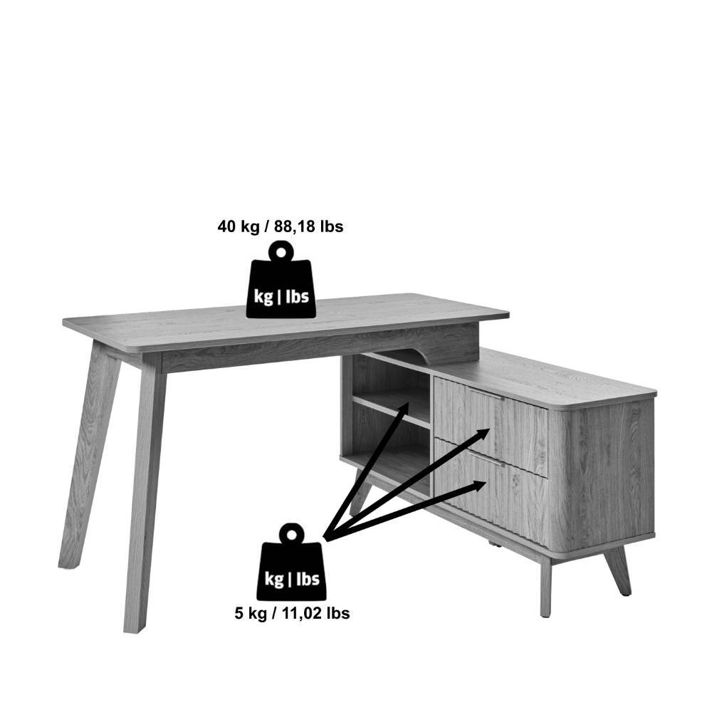 Schreibtisch mit Seitenregal in Eiche Optik - Standing